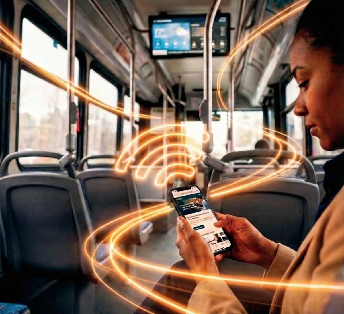 Mulher com celular e dados